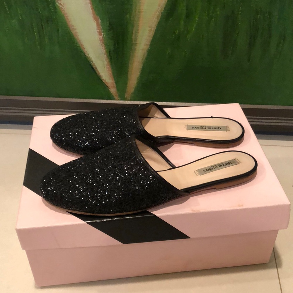 Sparkly slippers made in Italy.